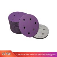 5Inch 6Holes Alumina Sanding Disc Purple Sandpaper Hook and Loop Ceramic Abrasive for Metal Wood Rust Removal Polishing Grinding