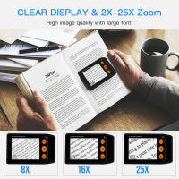 อุปกรณ์ช่วยในการอ่านแว่นขยายดิจิตอลแบบพกพาขนาด3.5นิ้วหน้าจอ LCD สำหรับวิสัยทัศน์ต่ำ2x-25x ซูมแว่นขยายอิเล็กทรอนิกส์วิดีโอพับได้