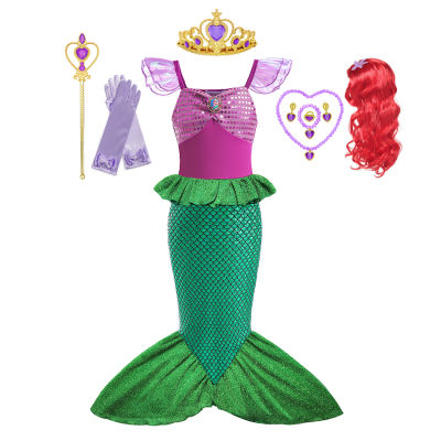 Mermaid Ariel เครื่องแต่งกายสำหรับสาวเด็กคอสเพลย์เด็ก Carnival วันเกิด Party Prom เสื้อผ้าฤดูร้อน Vestido...