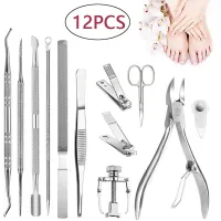 Professional Pedicure Tools Ingrown Toenail Tools Kit Nail Care Ingrown Toenail Removal Correction Clippers Foot Care 12 Pcs/Set