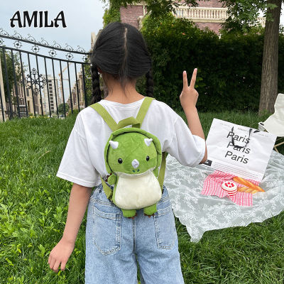 AMILA การ์ตูนไดโนเสาร์กระเป๋าสะพายตุ๊กตาเด็กผู้ชายและ Tas Ransel Anak Perempuan ฉบับภาษาเกาหลีของ Ins แฟชั่นบุคลิกตลกกระเป๋าเป้สไตล์ต่างประเทศ