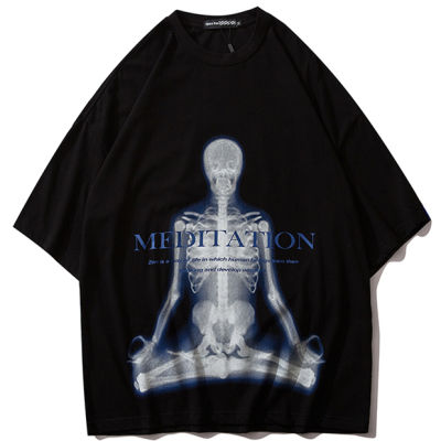 Men clothing HipHop T Shirt Skeleton Skull Printed T-Shirts Summer Casual Short Sleeve Tops Fashion Tshirts Streetwear black Tee