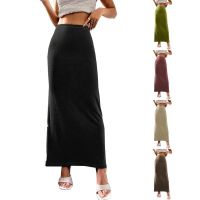 2023 autumn womens new skirt European and American womens bag hip skirt solid color ankle length skirt ❤