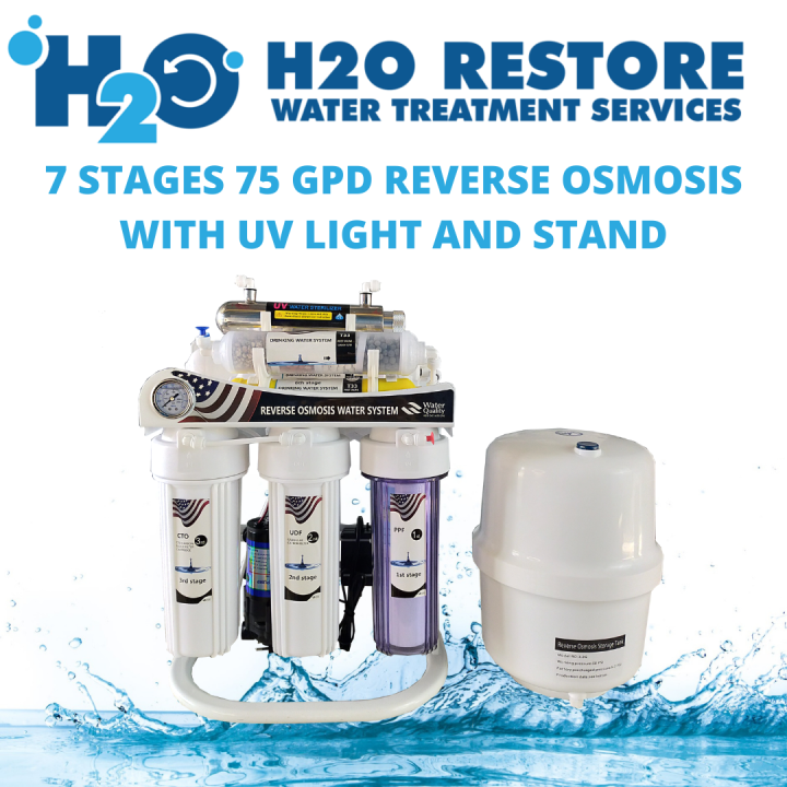 Water Filter Purifier Reverse Osmosis 75 GPD 7 Stages with UV Light