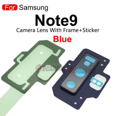 สำหรับ Samsung Galaxy Note 8 9 Note8 Note9เลนส์กระจกกล้องมองหลังพร้อมที่วางภาพกรอบหลังและชิ้นส่วนอะไหล่สติกเกอร์