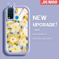 JIUMOO เคสสำหรับ VIVO Y30เคส Y50 Y30i ภาพวาดสีน้ำมันแฟชั่นลายดอกไม้สีสันสดใสน่ารักเลนส์กล้องถ่ายรูปแบบนิ่มมอนสเตอร์น้อยเคสซิลิโคนโปร่งใสเคสป้องกันกันกระแทกแบบใสง่าย