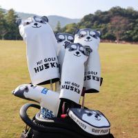 SILVER For Driver Fairway Cartoon For Hybrid PU Leather Blade Putter Number Tag Golf Club Headcover Wood Head Covers Golf Putter Cover Husky Design