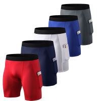 With Pocket Men Quick Dry Short Running Tights Mens Compression Running Shorts Gym Fitness Sport Leggings Male Shorts