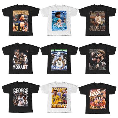 NBA ball star shirt Clarkson Kobe Morant Ulay American vintage cotton short T-shirt three balls