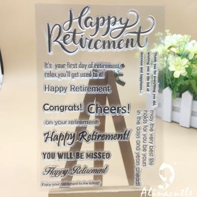 Alinacutle CLEAR STAMPS Die Cut Happy Retirement DIY Scrapbooking Card Album Paper Craft Rubber Roller Transparent Silicon  Scrapbooking