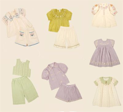 Enkelibb 2023 APO Kids Girls Brand Summer Dress Beautiful 100% Linen Embroidery Dresses Designer Children Clothes Summer