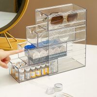 4 Layers Glasses Storage Box Acrylic Organizer Cosmetics Makeup Organizer Storage Drawers Pen Case Stackable Display Holder Cups  Mugs Saucers