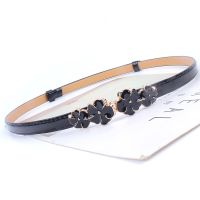 【cw】 Adjustable patent women waist leather belt flower girdle for dresses female ladies waistband straps white black ！