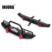 INJORA กันชนท้ายและหน้าโลหะพร้อมไฟ Led สำหรับ1/10ตีนตะขาบ RC SCX10แกนและ SCX10 II 90046 90047ชิ้นส่วนอัพเกรด