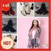 KQ0 Cashmere Cape Silk Women Scarves Knitted Wrap Flower Printed Neckerchief Lady Shawl