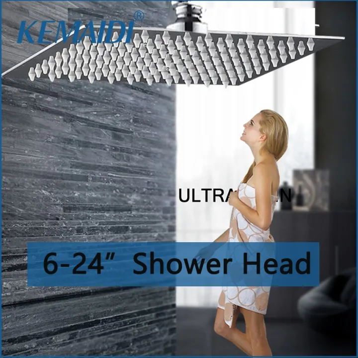 Kemaidi 624 Inch Shower Head Ceiling Square Stainless Steel Rainfall