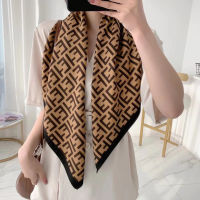 ˉFENDIs Silk Scarf Womens Spring and Autumn New Versatile Printing Scarf Womens Twill Silk Imitation Silk Silk Thin Large Square Scarf 90 * 90cm