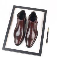 Mens Leather Waterproof Chelsea Dress Boots Casual Business Work Daily Shoes for Men