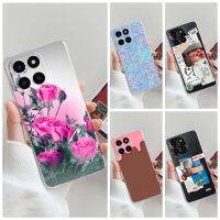 เคสสำหรับ Honor X6a เคสเคสโทรศัพท์เคสโทรศัพท์อ่อนใส LX1กันรอย4G HonorX6A ฝาปิดสำหรับ Huawei ลายดอกไม้คู่เคสสมาร์ทโฟนใส