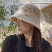 หมวกชาวประมงถักแท่งแนวตั้ง Topi Bucket หนาสำหรับผู้หญิงมีความมั่งคั่งระบายอากาศได้แบบลำลอง