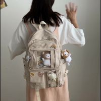 Large-capacity Cute Women Multi-Pocket Nylon Backpack Ins Junior High School Student School Bag Female Girl Backpack Laptop Book