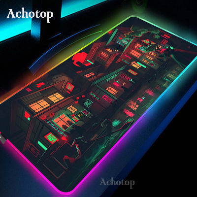 Gaming Mouse Pad RGB Neon Japanese Art Computer Mouse Pad Large Gaming LED Mousepad XXL Mause Pads PC Gamer 900x400mm Desk Mat