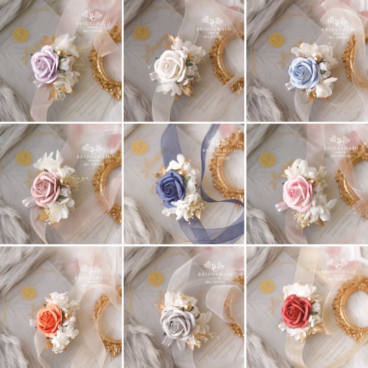 พร้อมส่ง-จาก-กทม-ข้อมือเพื่อนเจ้าสาว-i-ดอกไม้ผูกข้อมือเพื่อนเจ้าสาว-i-ริบบิ้นผูกข้อมือ-i-bridesmaid-i-wrist-corsage