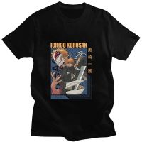 Anime Bleach Ichigo Kurosaki High Street Hot Manga Print Shortsleeved Loose Man Tshirt Hiphop