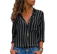 【JH】 European and foreign trade womens wish autumn winter hot fashion multi-color single-breasted striped long-sleeved