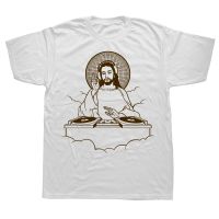 Novelty Jesus God DJ Turntable T Shirts Graphic Cotton Streetwear Short Sleeve Sound Guy Engineer DJ Audio Technician T shirt XS-6XL