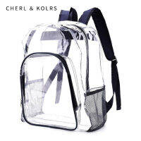 CHERL &amp; KOLRS กระเป๋าเป้ Pvc โปร่งใสนักเรียนแบบโปร่งใสแพ็คเยลลี่