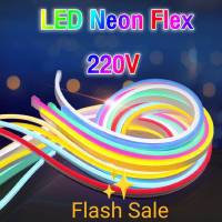 10.10 ถูก ไฟเส้น Led Neon flex 220Vยาว 5 เมตร สามารถต่อกับไฟบ้าน โดยใช้หัวปลั๊กแถมให้ 1 เส้น ไฟตกแต่งบ้าน ไฟตกแต่งสวน ไฟ อุปกรณ์ประดับตกแต่ง กันน้ำ