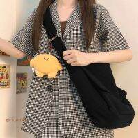 HOT★Women Handbag Japanese Ins Simple Style Solid Color Versatile Messenger Bag Sail Cloth Schoolbag Men Korea