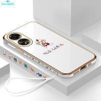 [ฟรีสายคล้อง] สำหรับ OPPO A78เซลล์4G เคสโทรศัพท์การ์ตูนน่ารักอุลตร้าแมนขอบสี่เหลี่ยมลวดลายเคสโทรศัพท์ชุบหรูหราเคสโทรศัพท์นิ่ม