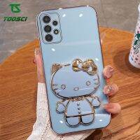 Toosci น่ารักหรูหรา Hello Kitty เมคอัพเคสเคสโทรศัพท์แบบตั้งได้เคสนิ่มสำหรับ Samsung Galaxy A02S A03 A14 A03S A04 A04S A12 A11 A50S A13 A30 A20S A21S A7 A23 A31 A10S A50 A30S A52 A53 2018 a72 A73