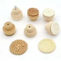 Woven Furniture Handmade Screws Wooden Round And For Dresser Knobs Rattan