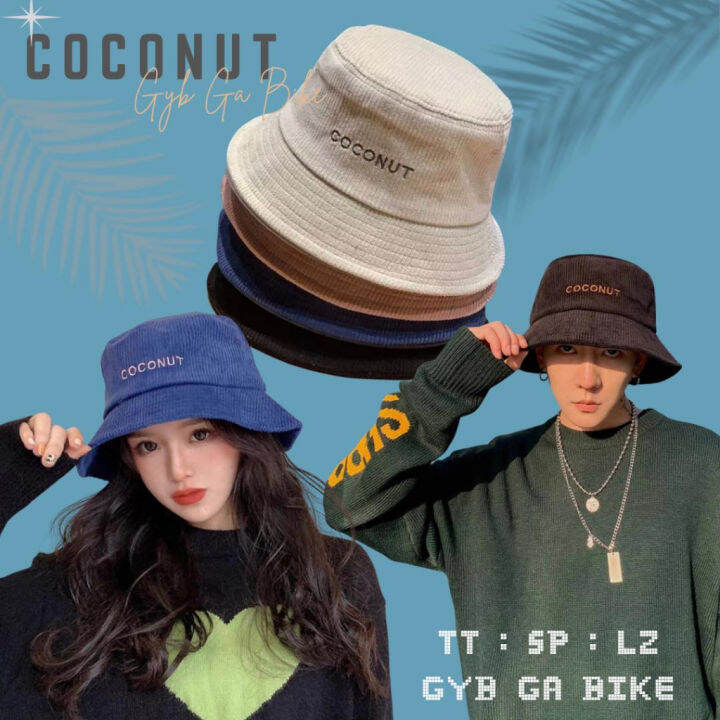 หมวกลูกฟูก-ปัก-coconut-พร้อมส่งจากไทย