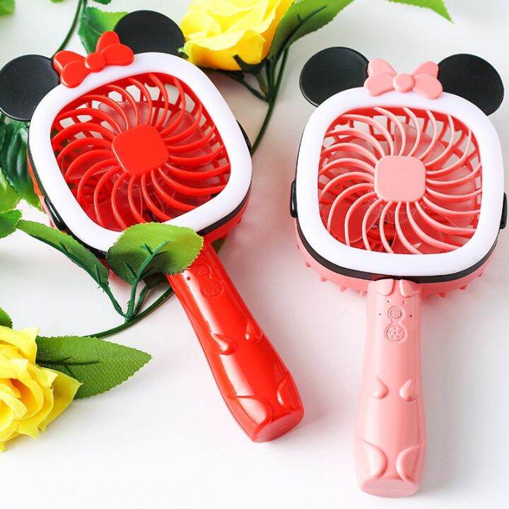 Handy Mini USB Fan Mickey kitty LED lamp Fan USB charging cartoon fan ...