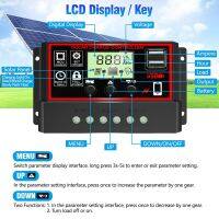 30A Solar Charge Controller, Solar Panel Battery Intelligent Regulator with Dual USB Port 12V/24V PWM Auto Paremeter