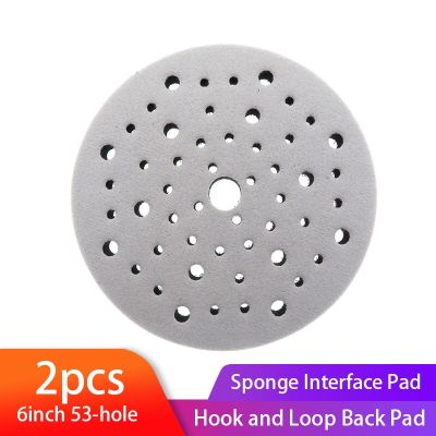 2PCS 6 Inch 150mm 53-Hole Soft Interface Pad Hook and Loop Sanding Disc Buffer Sponge Interface Cushion Pad for Backing Pad