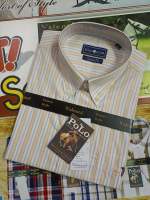 ?Polo Valente" เสื้อเชิ้ตแขนสั้นลายริ้วผ้า COTTON CVC เนื้อแน่นสวมใส่สบายจัดลายใหม่มาลด 70% จาก 1,690 บาทเหลือ 490 บาท