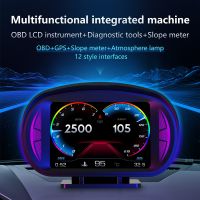 ❁ Newest Car HUD On board Computer Three IN One Gauge Head Up Display OBD2 GPS Speedometer Intelligent Inclinometer Alarm System