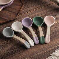 Japanese Stoneware Large Soup Spoon Color Matching Ceramic Rice Spoon Creative Matte Home Tableware Long Handle Big Scoop Serving Utensils