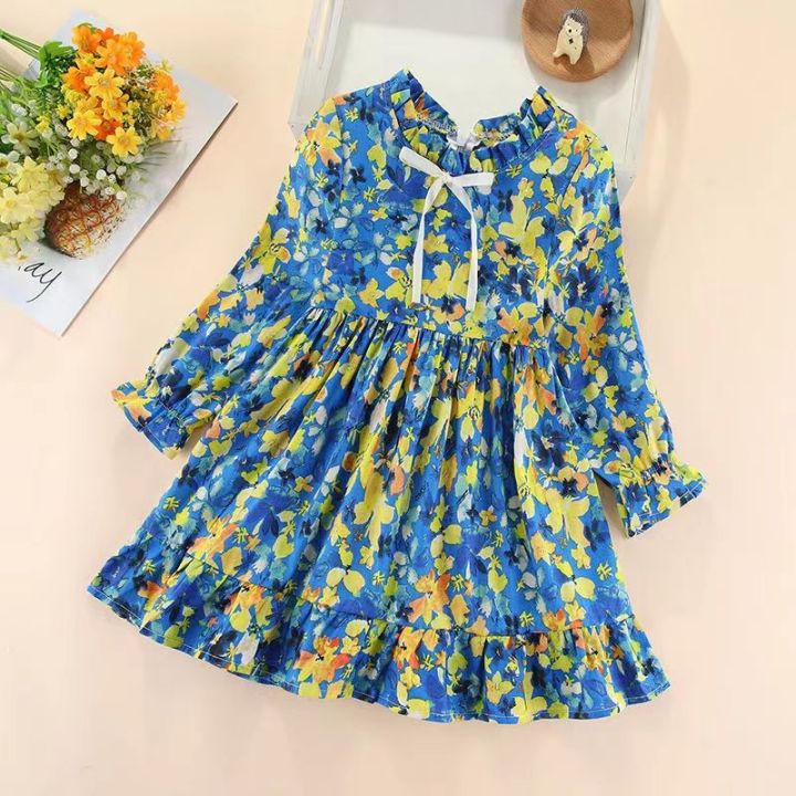 cotton-baby-girls-dress-2022-spring-autumn-long-sleeve-printed-flower-dresses-for-girls-princess-kids-costumes-3-5-6-7-8-year