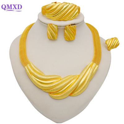 Nigeria Dubai Gold Jewelry sets For Women Big Necklace African Set Italian Bridal Jewellery Sets Wedding Collares Accessories