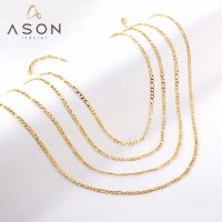 ASONSTEEL 1 Piece Fashion Figaro Cuban Link Chain Stainless Steel Necklace 45cm/50cm/55cm/60cm Gold Color Jewelry Gift Women Men