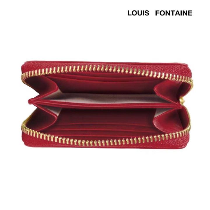 louis-fontaine-กระเป๋าสตางค์พับสั้นซิปรอบ-รุ่น-gems-สีแดง-lfw0015