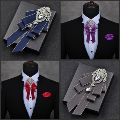 High-end British Style Bowties Multi-layer Neckties Bow Tie for Men Groomsmen Best Man Wedding Luxury Ties Clothing Accessories