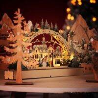 【ร้อน】ไฟ LED หมู่บ้าน WoodenHouses สำหรับบ้าน Xmas Navidad ของขวัญปีใหม่