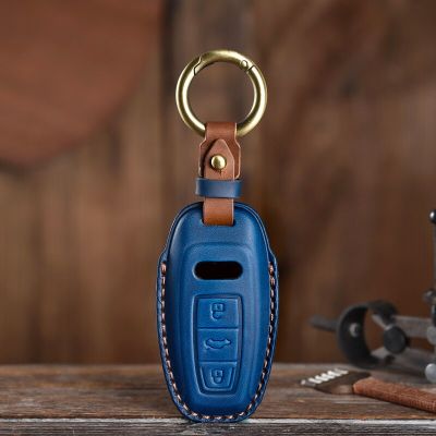 For Audi A6 A7 A8 E-Tron Q5 Q7 Q8 C8 D5 Protection Auto Keyless Accessories Shell Keychain Leather Car Remote Key Case Cover